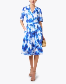 Look image thumbnail - Jason Wu Collection - Blue Watercolor Print Shirt Dress