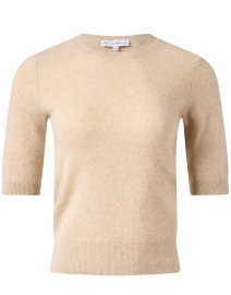 Tan Cashmere Elbow Sleeve Top