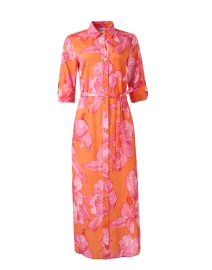 Product image thumbnail - Finley - Alex Orange and Pink Floral Cotton Shirt Dress