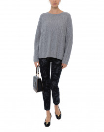 Light Grey Cable Knit Cashmere Sweater