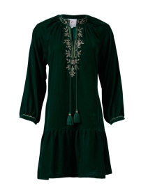 Sloane Green Embroidered Velvet Dress