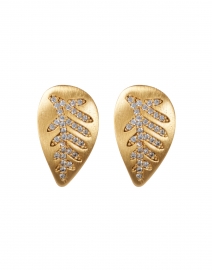 Passage Gold and White Topaz Leaf Stud Earrings