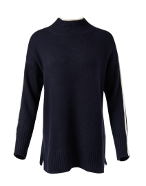 Navy Wool Contrast Trim Sweater