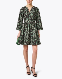 Look image thumbnail - Tara Jarmon - Reba Black and Green Floral Cotton Dress