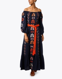 Look image thumbnail - Figue - Senna Navy Multi Embroidered Cotton Dress