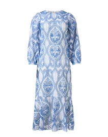Adella Ivory and Blue Embroidered Dress