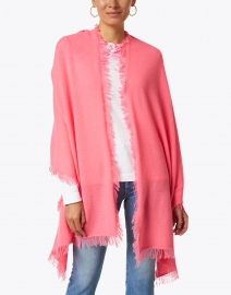 Look image thumbnail - Kinross - Pink Cashmere Fringe Triangle Wrap