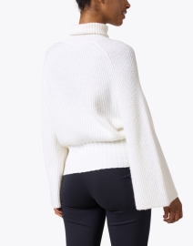 Back image thumbnail - Emporio Armani - White Flare Sleeve Turtleneck Sweater