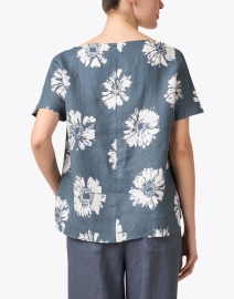 Back image thumbnail - Rosso35 - Grey Floral Linen Top