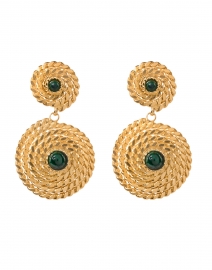Green Stone Gold Drop Earrings