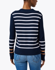 Back image thumbnail - Kinross - Navy and White Striped Cotton Sweater