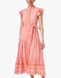 Front image thumbnail - Jude Connally - Mirabella Pink and Orange Print Cotton Dress