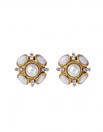 Oscar de la Renta - Lavender and Gold Button Earrings