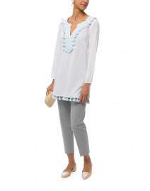 White Embroidered Cotton Tunic Top