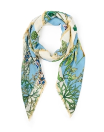 Product image thumbnail - St. Piece - Renee Blue Floral Print Wool Scarf