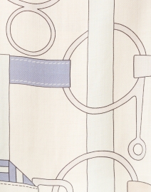 Rani Arabella -  Firenze Blue Silk Cashmere Saddle Print Poncho