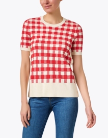 Front image thumbnail - Joseph - Red and White Gingham Sweater