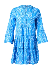 Blue Floral Print Cotton Dress