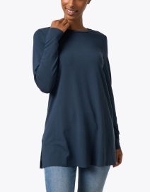 Front image thumbnail - Eileen Fisher - Blue Stretch Jersey Tunic