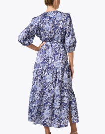 Back image thumbnail - Finley - Aerin Blue Print Cotton Dress