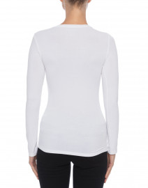 Back image thumbnail - Majestic Filatures - White Crew Neck Long-Sleeved Stretch Viscose Top
