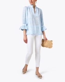 Look image thumbnail - Gretchen Scott - Periwinkle and White Print Tunic Top
