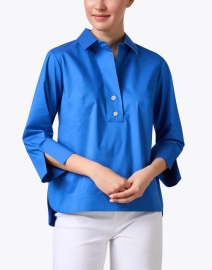 Front image thumbnail - Hinson Wu - Aileen Blue Cotton Top