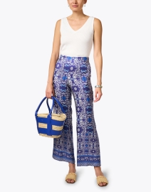 Look image thumbnail - Seventy - Blue Floral Printed Trouser