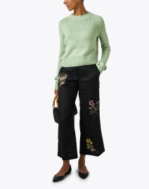 Look image thumbnail - Seventy - Black Embroidered Linen Pant