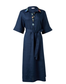 Product image thumbnail - Megan Park - Maisie Navy Floral Embroidered Dress