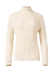 Product image thumbnail - Blue - Cream Cotton Cable Sweater