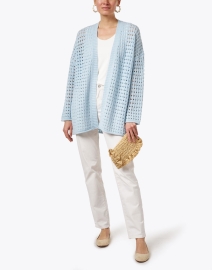 Look image thumbnail - Allude - Blue Wool Cashmere Open Cardigan