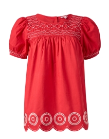 Product image thumbnail - Frances Valentine - Whit Red Embroidered Top