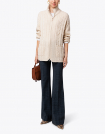 Sand Cashmere Cable Knit Cardigan