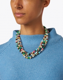 Look image thumbnail - Kenneth Jay Lane - Multicolored Agate Beaded Triple Strand Necklace