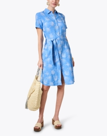 Look image thumbnail - 120% Lino - Blue Embroidered Linen Shirt Dress
