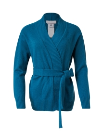 Blue Wool Belted Cardigan