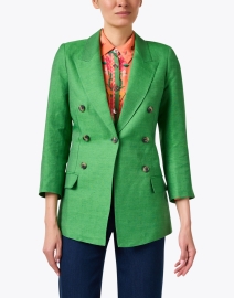 Front image thumbnail - Smythe - Classic Green Linen Silk Blazer