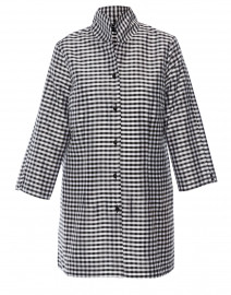 Product image thumbnail - Connie Roberson - Rita Black and White Gingham Silk Top
