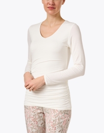 Front image thumbnail - Kinross - White Ruched Jersey Top