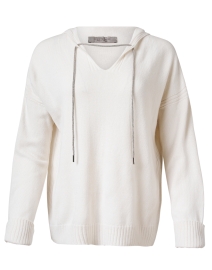 White and Silver Pullover Hoodie Sweater