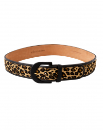 Product image thumbnail - W. Kleinberg - Leopard Calf Hair Belt with Black Leather Piping