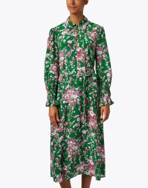 Front image thumbnail - L.K. Bennett - Rita Green Floral Print Dress