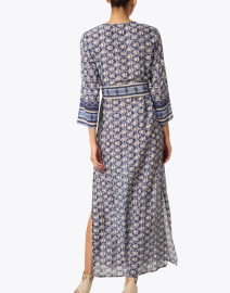 Back image thumbnail - Bell - Jane Navy and White Cotton Silk Dress