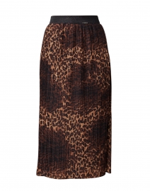 Brown Animal Print Pleated Skirt