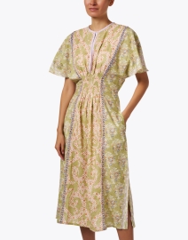 Front image thumbnail - D'Ascoli - Tasa Green Print Cotton Dress
