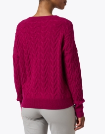 Back image thumbnail - Repeat Cashmere - Magenta Cashmere Cable Knit Sweater
