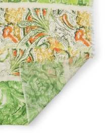 Back image thumbnail - Pashma - Green Floral Print Cashmere Silk Scarf