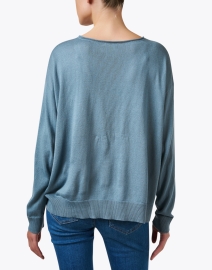 Back image thumbnail - Eileen Fisher - Blue Cotton Blend Sweater