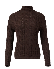Product image thumbnail - Blue - Brown Cotton Cable Sweater